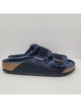 Birkenstock Arizona Big Buckle Shearling Men's Blue Sandals US Size 10 EU 43 NWT
